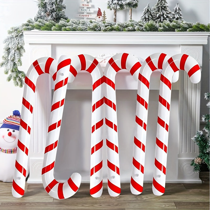 3pcs, Modern Red & White Inflatable Candy Cane Balloons, Festive Christmas Home Decor, No Power Needed, Xmas Gift, Party Supplies for Kitchen & Home