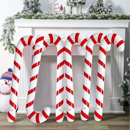 3pcs, Modern Red & White Inflatable Candy Cane Balloons, Festive Christmas Home Decor, No Power Needed, Xmas Gift, Party Supplies for Kitchen & Home