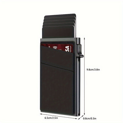 Aluminum Alloy Slim Wallet for Men with RFID Blocking - Pop-up Card Holder, Minimalist Business Credit Card Wallet, Money Pocket, Metal Card Case for Notes, Coins, Debit Cards, and ID - Durable, Simple, and Stylish Design