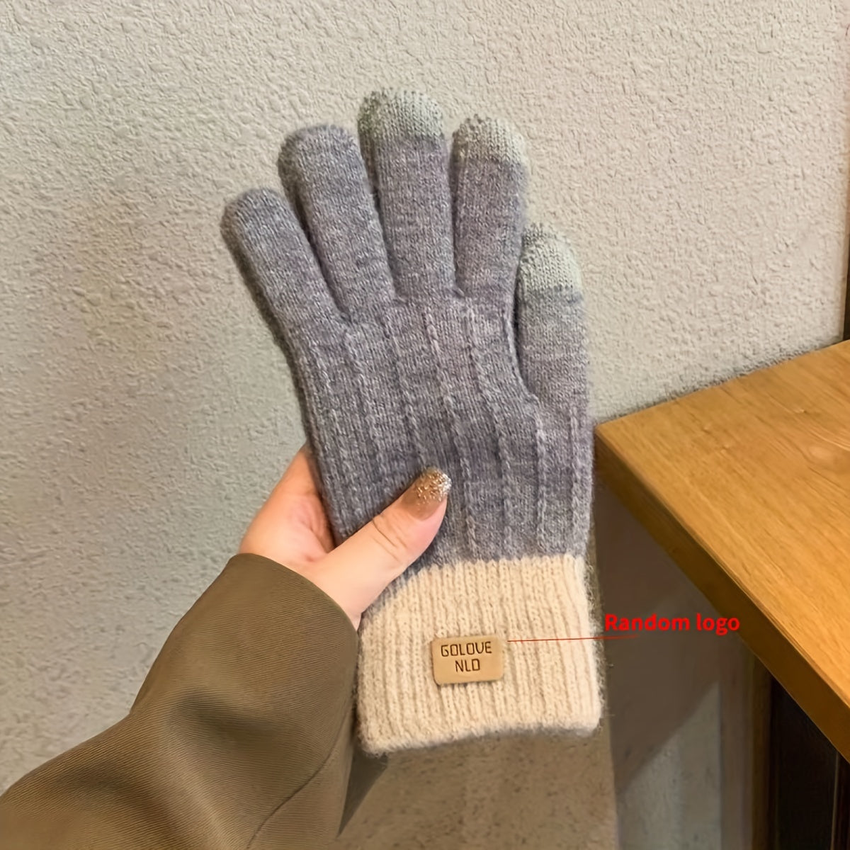 WarmthPlus Color Block Knitted Gloves - Soft, Thick, and Elastic Winter Gloves for Cold Weather - Premium Cotton, Coldproof, and Comfortable Fit for Women