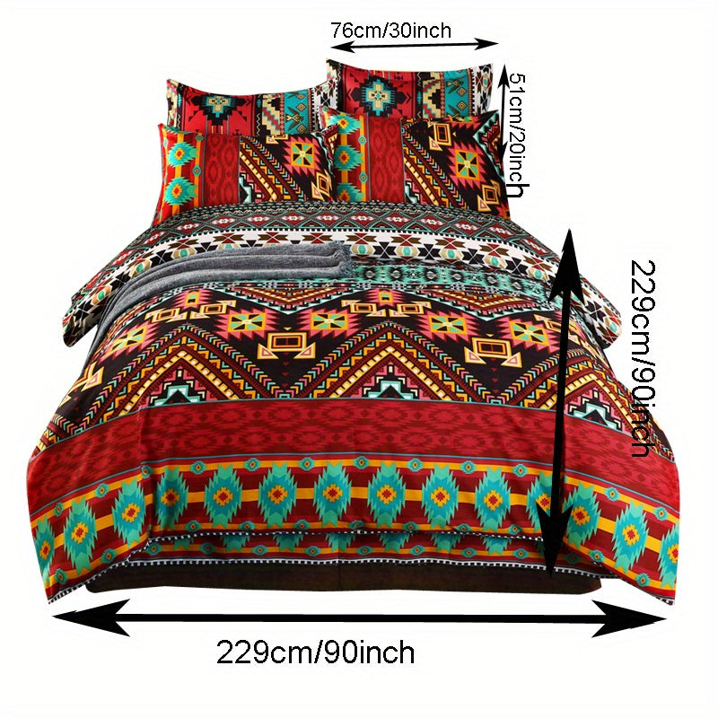 Refresh Your Space: All-Season 3pcs Zippered Duvet Cover Set - Soft, Breathable & Stylish Geometric Bedding for Modern Living