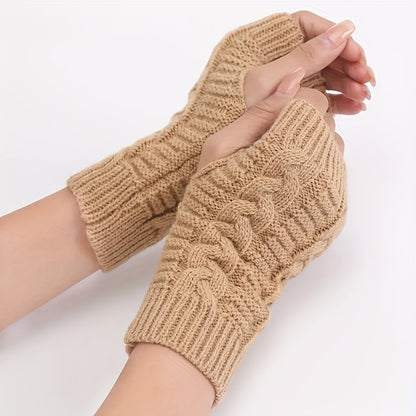 Stay Warm & Stylish This Winter: Fingerless Knit Long Gloves For Women