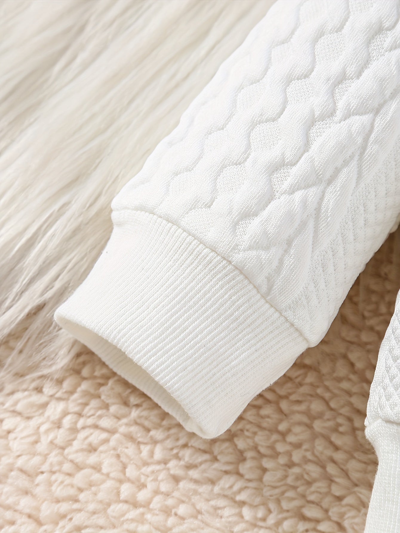 2pcs Baby's MERRY CHRISTMAS Reindeer Embroidery Fuzzy Splicing Hoodie & Casual Jacquard Pants, Toddler & Infant Boy's Clothing Set, Outdoor Cloth