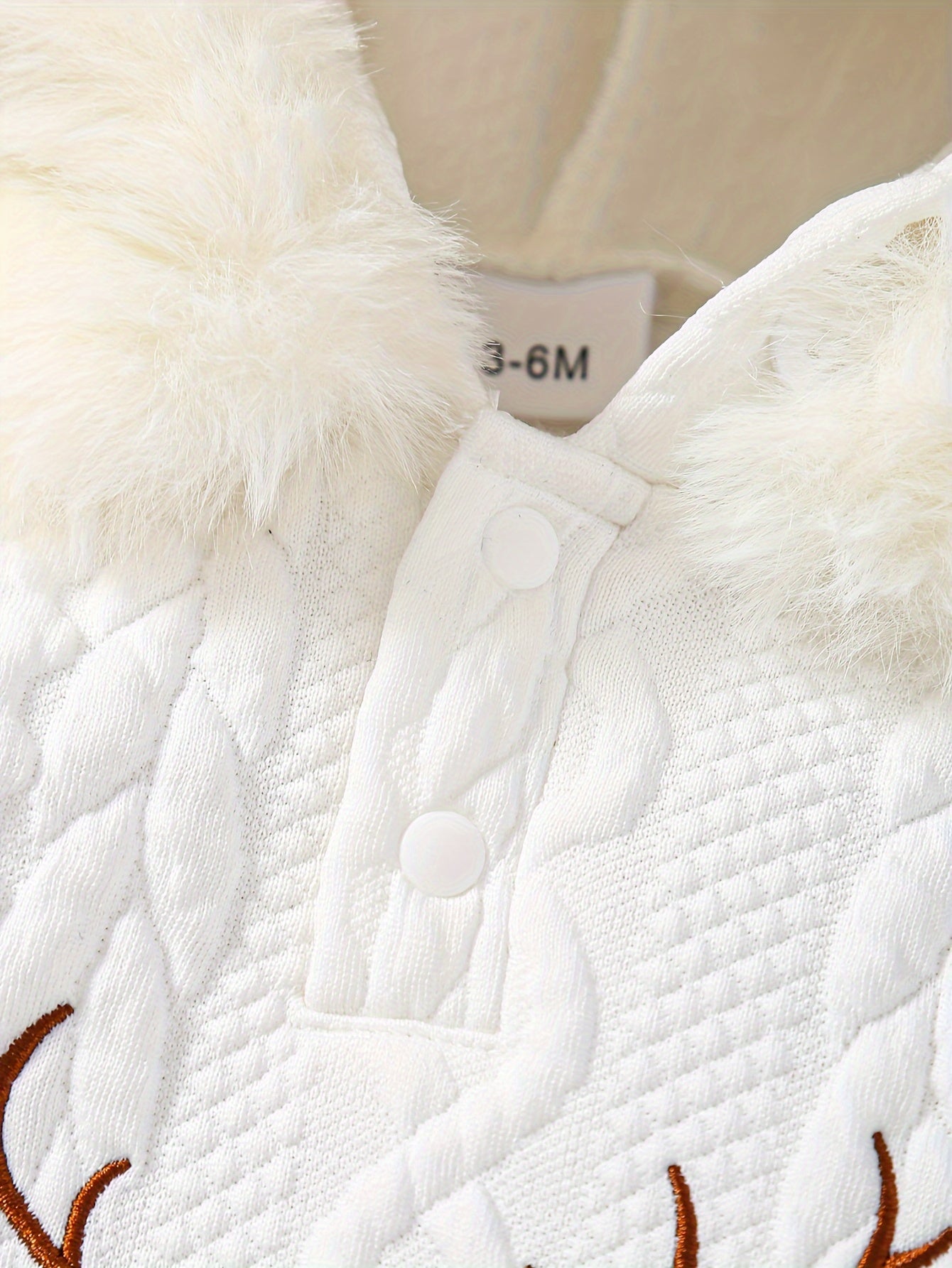 2pcs Baby's MERRY CHRISTMAS Reindeer Embroidery Fuzzy Splicing Hoodie & Casual Jacquard Pants, Toddler & Infant Boy's Clothing Set, Outdoor Cloth