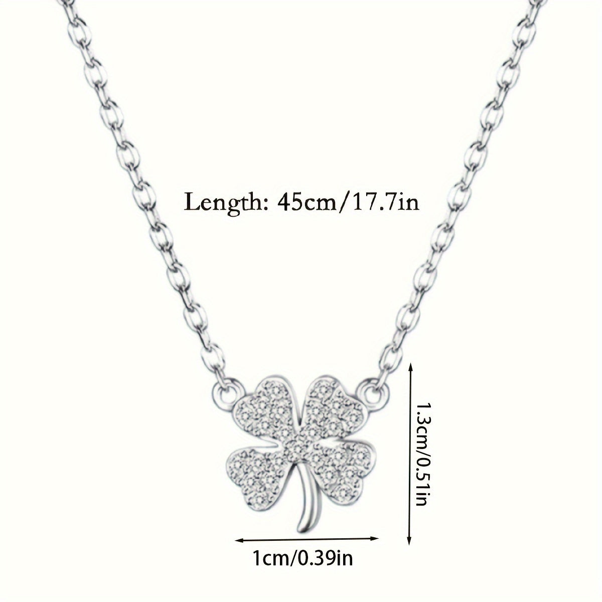 Silvery Four Leaf Clover Pendant Necklace Exquisite Rhinestone Alloy Clavicle Necklace Retro French Neck Jewelry For Women