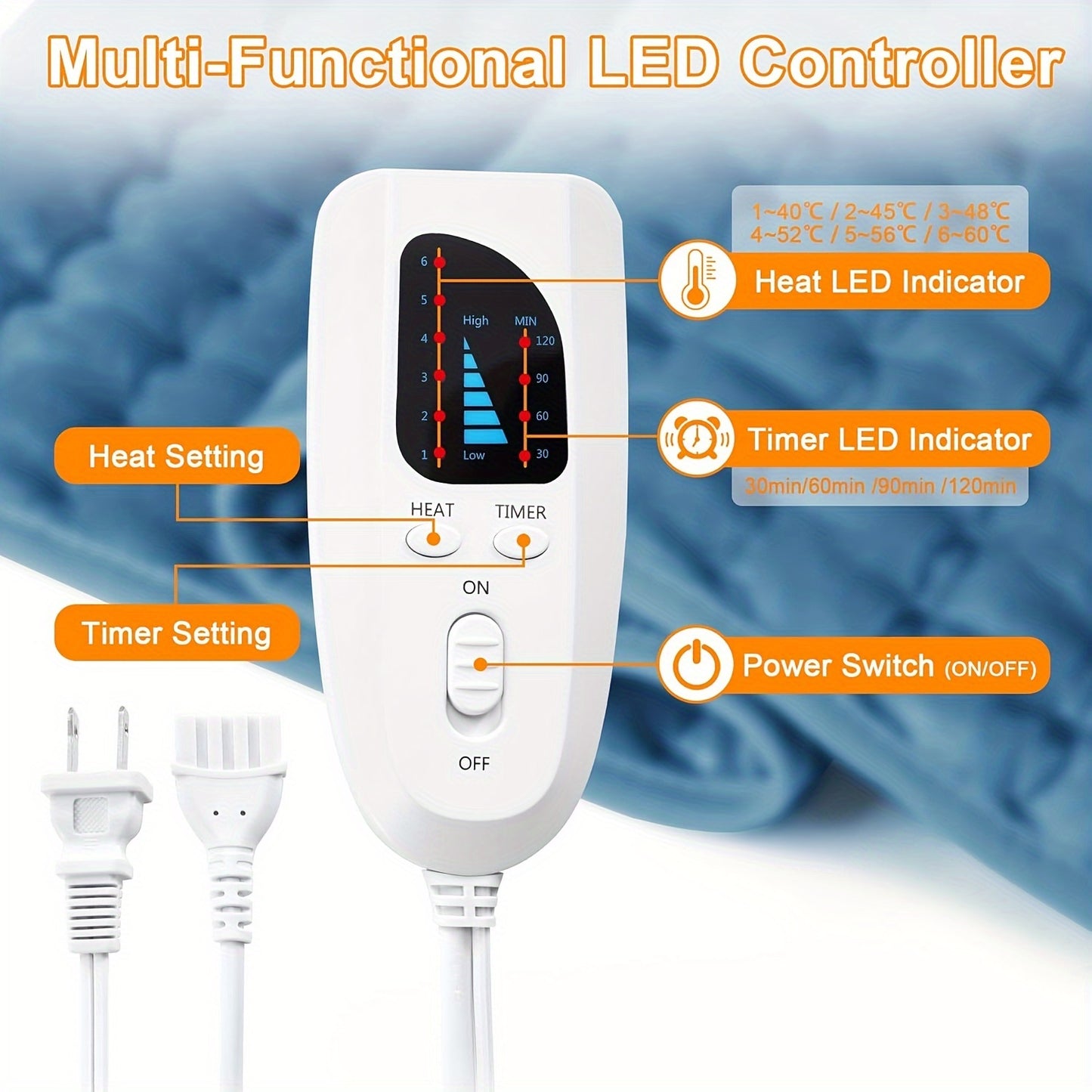 Electric Heating Pads, 20" x 24" Heat Heating Pad with 6 Temperature Settings&2H Auto Shut Off, Fast Heating Pad for Cramps, Neck and Shoulders