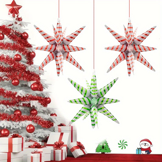 Set of Christmas Burst Star Foil Balloons - Mixed Colors, Perfect for Holiday Party and Mall Decorations, Ideal for Christmas and New Year'S Celebrations, No Power Needed, Aluminum Film Material