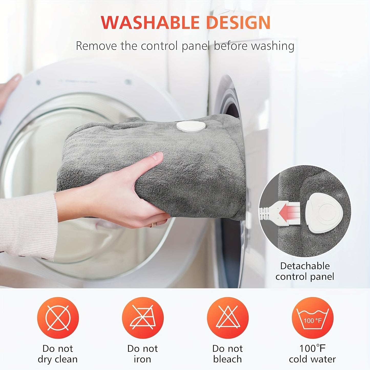 Electric Heating Pad with Weighted Design for Pain Relief - 24"x33" - Fast Heating with 6 Temperature Settings - Auto Shut Off - for Neck, Back, and Shoulders - Machine Washable - 120V US Plug - Unscented - No Battery Required