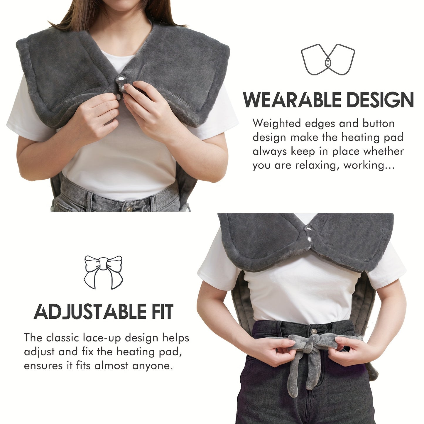 DAILYLIFE Heating Pad For Neck And Shoulder And Back, Electric Heating Wrap, UL Certified With Overheating Protection | 6 Heating Settings | Auto-Off | Machine Washable, 26"x35".