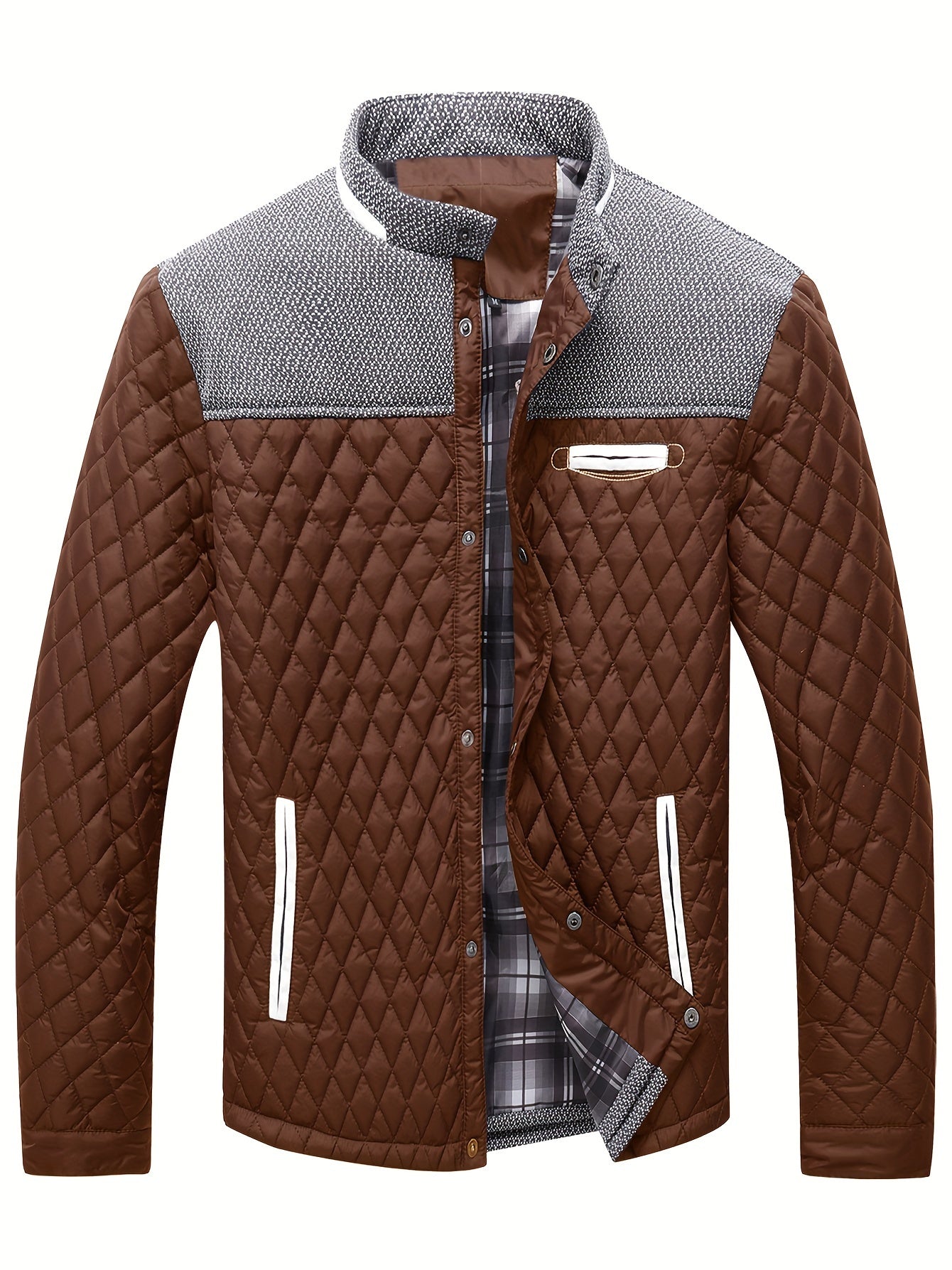 Men's Premium Quilted Winter Jacket - Warm, Lightweight, Casual Stand Collar Coat with Soft Filling, Water-Resistant Fabric, and Adjustable Hem for Comfortable Fit - Ideal for Outdoor Activities and Daily Wear