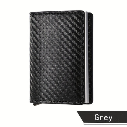 Men's Sleek Carbon Fiber Wallet - RFID Secure, Pop-Up Card Holder, Slim & Stylish, Perfect Business Gift