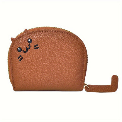 Cartoon Cat shaped design Wallet, Women's Multi-card slots Holder (4.13''x3.35''/10.5cm*8.5cm), Cute Fashion Faux Leather Coin Purse