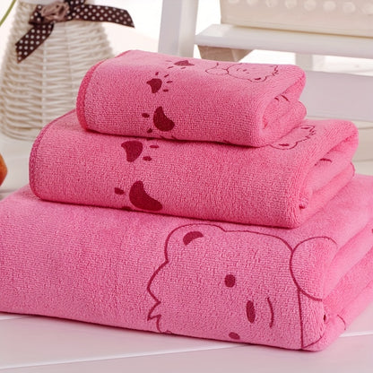 Soft and Absorbent Cartoon Bath Towel Set: 3 Pieces in Small, Medium, and Large Sizes - Perfect for Summer Fun!