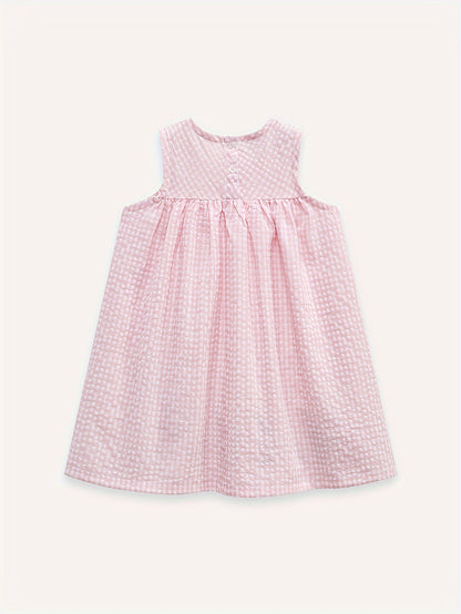 Adorable Girls Sleeveless Duck & Plaid Dress - Breathable Round Neck - Perfect for Summer Holidays - Casual & Fashionable
