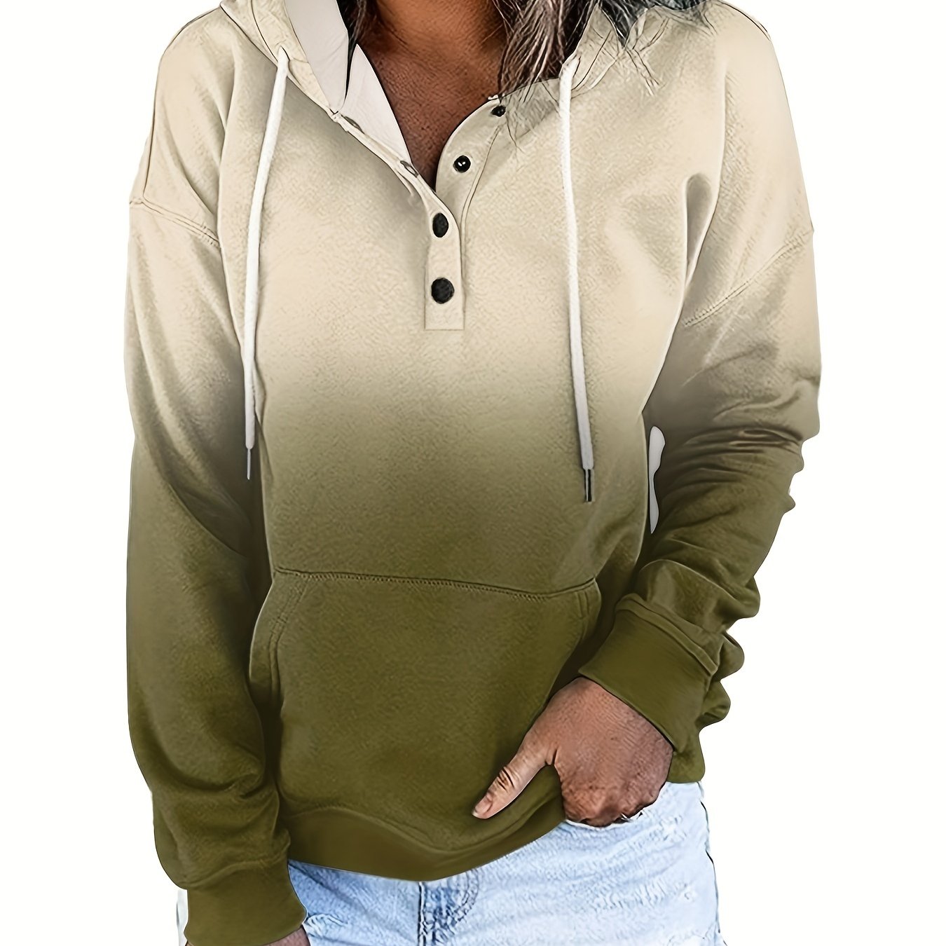 Stylish Color Block Hoodie with Kangaroo Pocket - Adjustable Drawstring Casual Sweatshirt for Women - Comfortable Long Sleeve Design