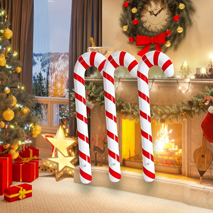 3pcs, Modern Red & White Inflatable Candy Cane Balloons, Festive Christmas Home Decor, No Power Needed, Xmas Gift, Party Supplies for Kitchen & Home