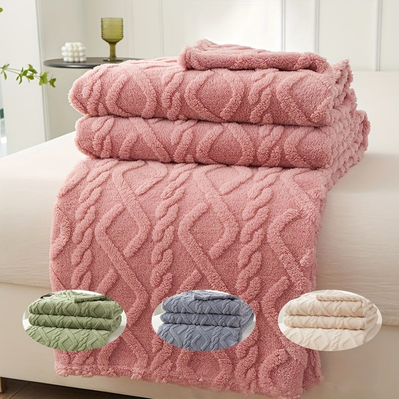 1pc Ultra-Soft Lamb Fleece Blanket - Comfortable, 3D Fashionable Design, Plush, Thick, Warm, Multifunctional for Bed, Couch, Travel - Soft, Air-Conditioning, Flannel, Throw Blanket for Cozy Nights