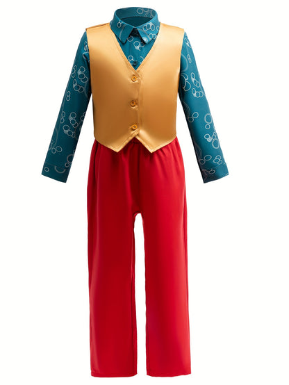 Stylish Little Gentleman's Suit - Long Sleeves, Pants, Jacket, Shirt, and Vest - Perfect for Halloween, Christmas, and Birthday Parties - Age 3 and Up, Polyester Blend Material, Comfortable and Durable, Easy to Move Around