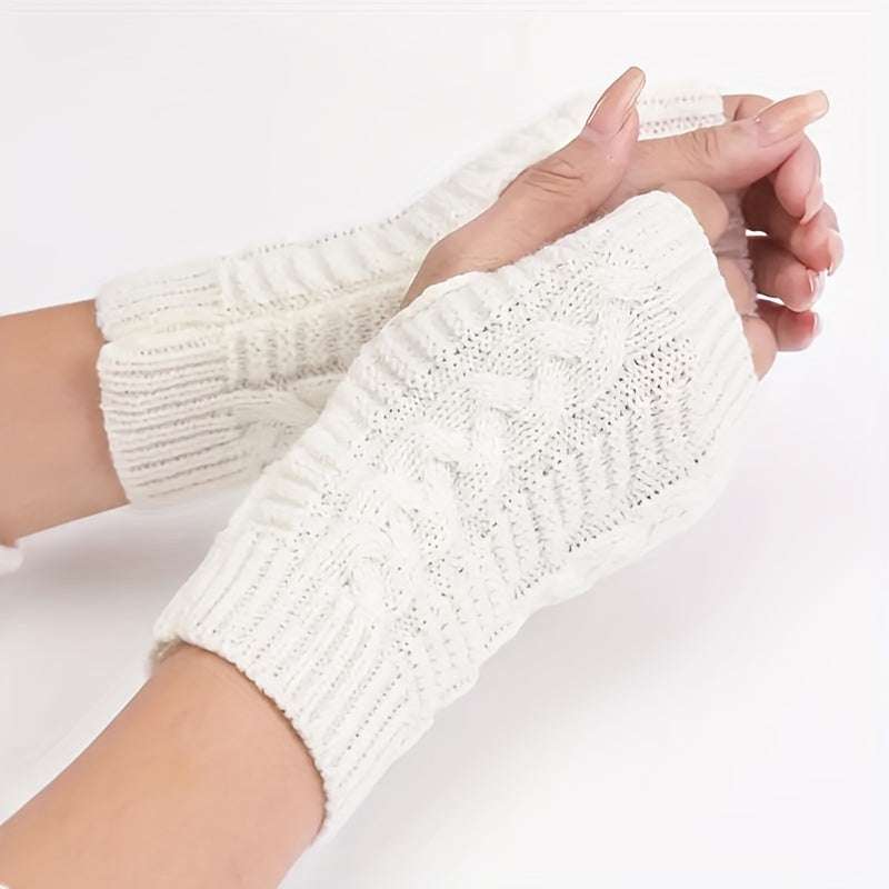 Stay Warm & Stylish This Winter: Fingerless Knit Long Gloves For Women