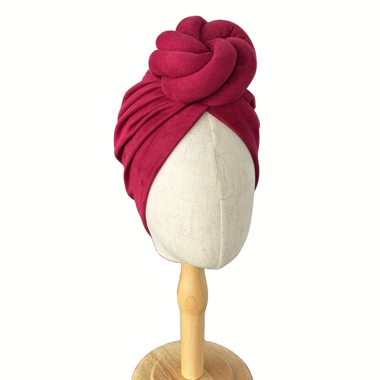 Stylish Boho Turban Knotted Beanie - Skullies & Beanies for Women with Elastic Head Scarf, Vintage Solid Colors, Chemo Cap, Ramadan Headwear, Soft and Comfortable Winter Accessory