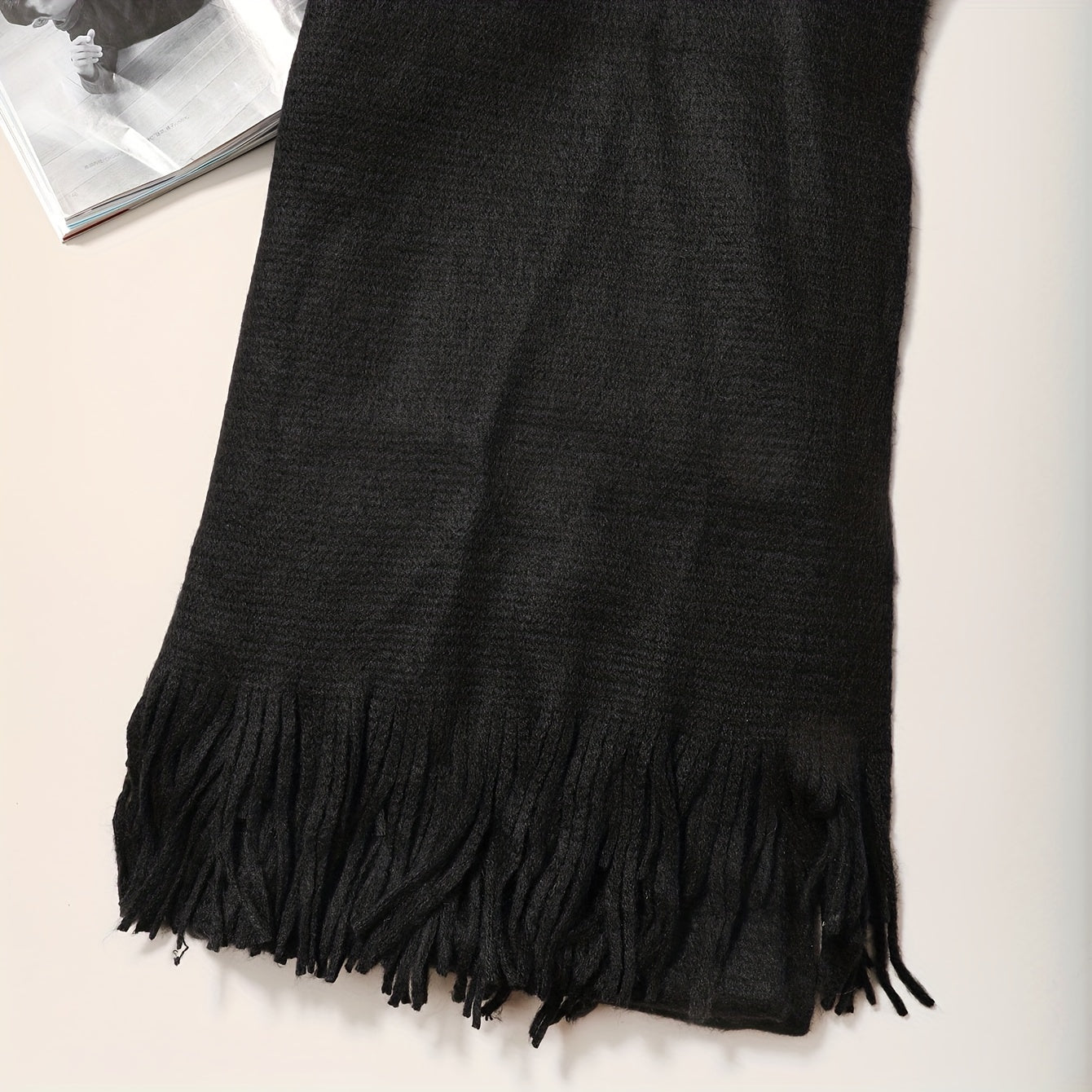 1pc Unisex Fashionable Casual Business Solid Color Tassel Warm Cold-proof Scarf