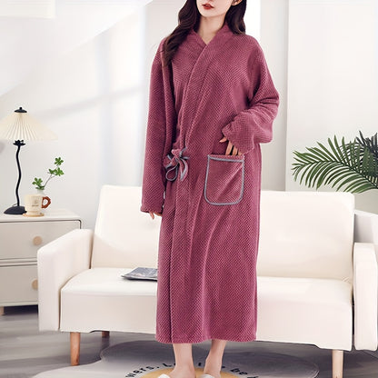 Ultra-Soft Microfiber Bathrobe With Pineapple Pattern - Quick-Dry, Lint-Free, Easy-Wear Design For Home & Hotel Use