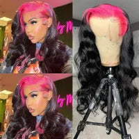 Ash Blonde Highlights 13x4 Lace Front Human Hair for Women Black Roots Ombre Body Wave Synthetic Wig Pre Plucked