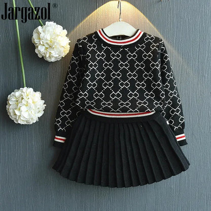 Girl's Dresses Dancewear  Girls Winter Clothes Set Long Sleeve Sweater Shirt and Skirt 2 Pcs Clothing Suit Spring Outfits for Kids 231012