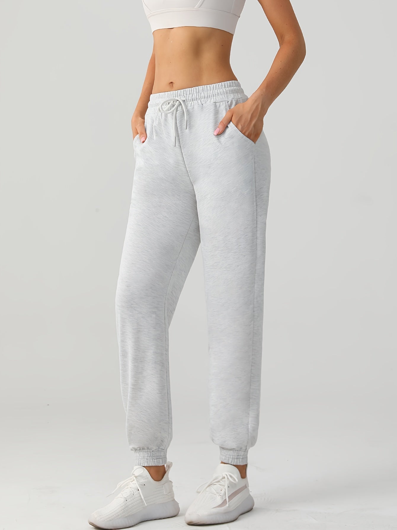 Cozy Drawstring Joggers For Women - Casual Polyester Sweatpants With Pockets, Perfect For Fall & Winter Outdoor Activities
