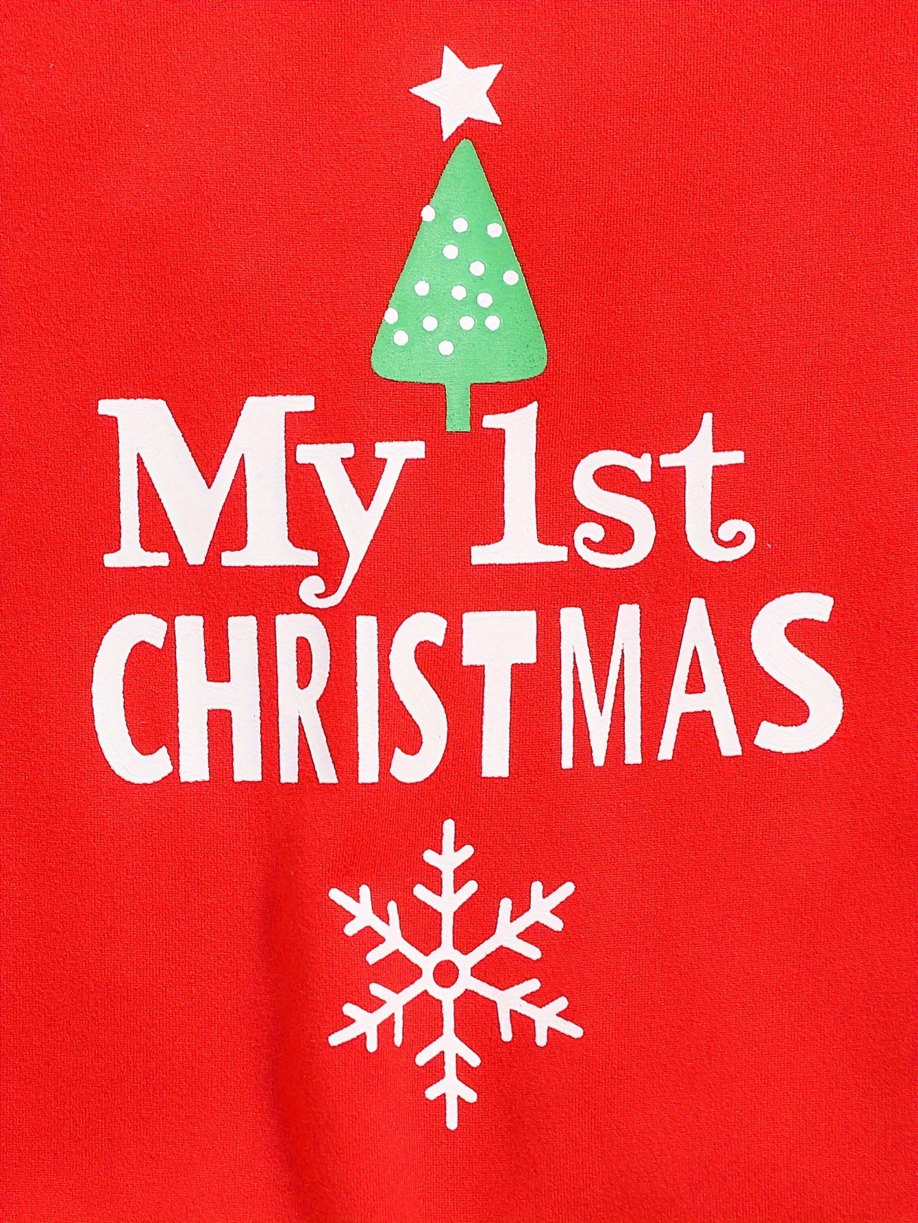 Infant Baby Unisex "My 1st Christmas" Alphabet Print Striped Long Sleeve Romper & Beanie Set - Cute Polyester Knit Fabric Outfit for Fall/Winter, For Outdoor