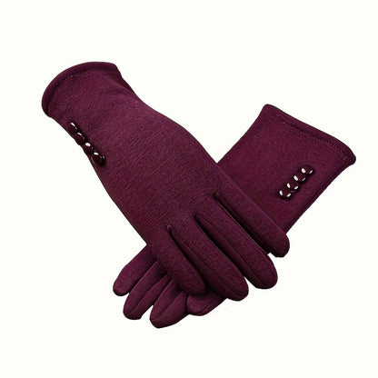 Four Breasted Monochrome Gloves Stylish Thick Warm Split Finger Gloves Autumn Winter Coldproof Ski Gloves