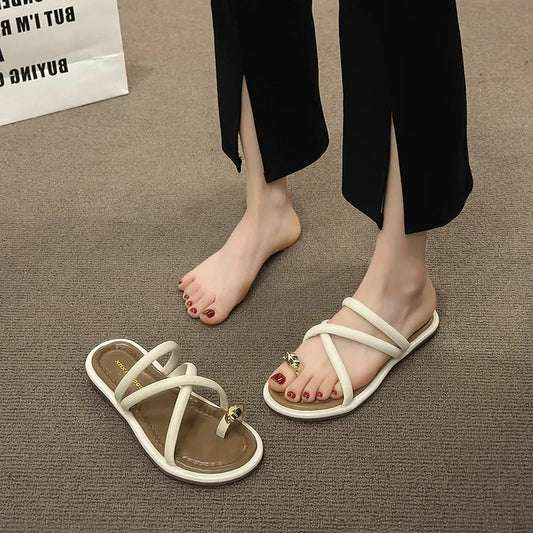 Toe fitting sandals for women's outerwear  summer new style with flat bottomed sandals and soft bottomed sandals