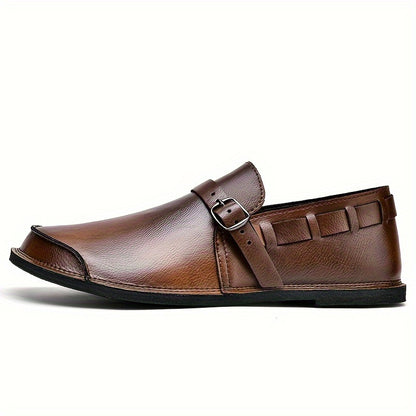 Mens Classic Monk Shoes - Rich Solid Hue with Stylish Buckle Straps - Ultra-Comfortable, Anti-Slip Rubber Sole, Durable Formal Dress Shoes for Men