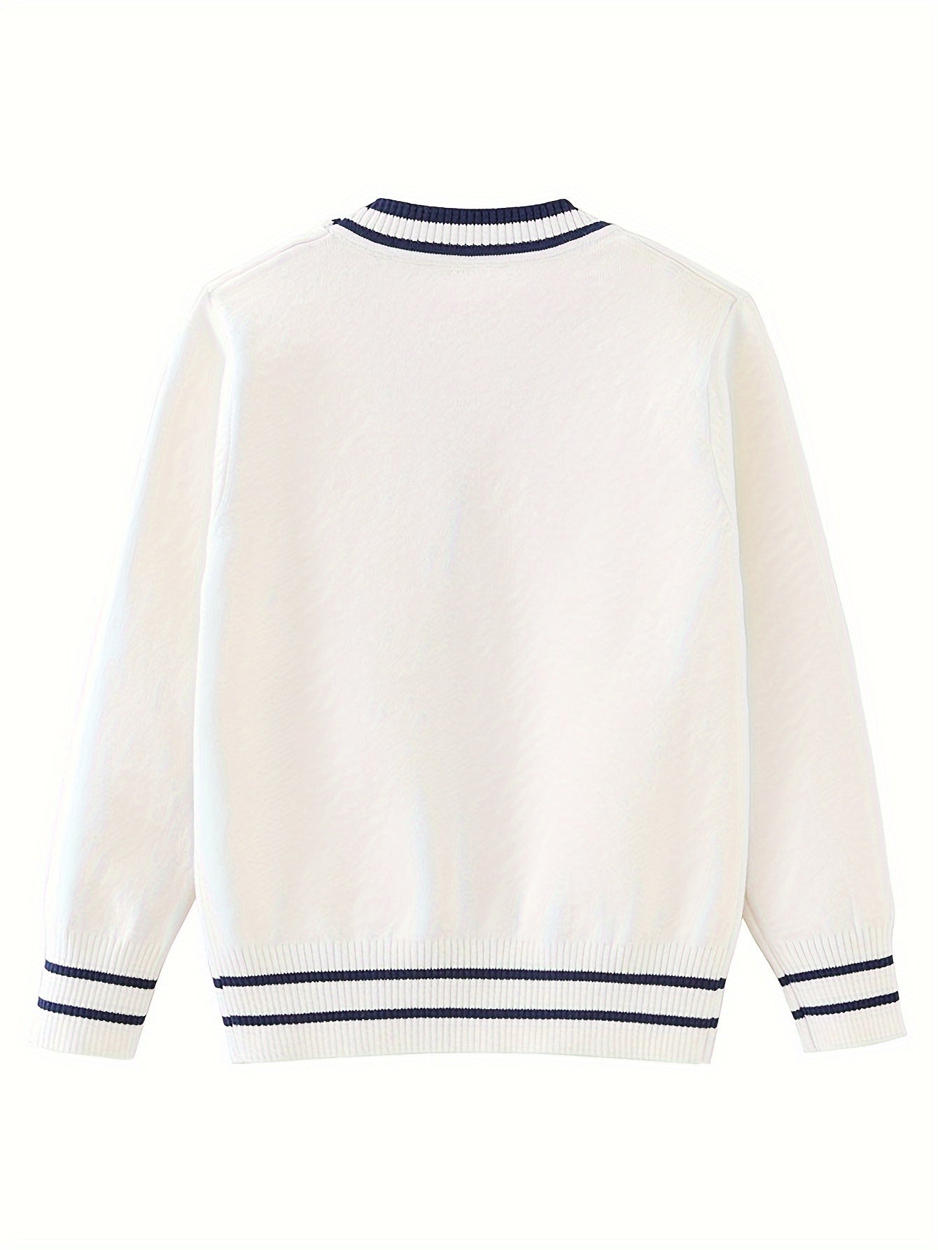 Boys Casual Preppy Style Uniform Knit Cardigan Sweater, Long Sleeve Tops, Boys Clothing Outdoor