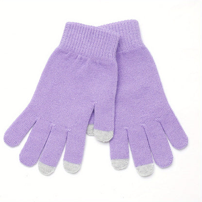 Thickened Warm Unisex Wool Knit Gloves - Touch Screen Compatible, Split Finger Design, Coldproof, Simple Solid Color for Autumn Winter - Soft, Breathable, and Durable