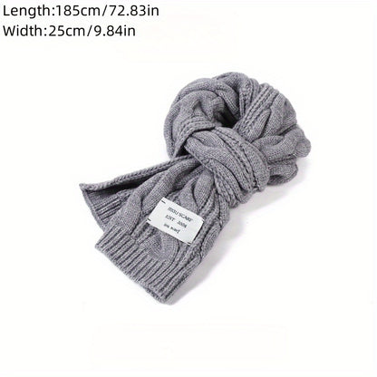 1pc Unisex Autumn And Winter Long Solid Color Knitted Warm Scarf