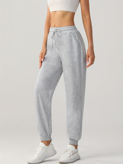 Cozy Drawstring Joggers For Women - Casual Polyester Sweatpants With Pockets, Perfect For Fall & Winter Outdoor Activities