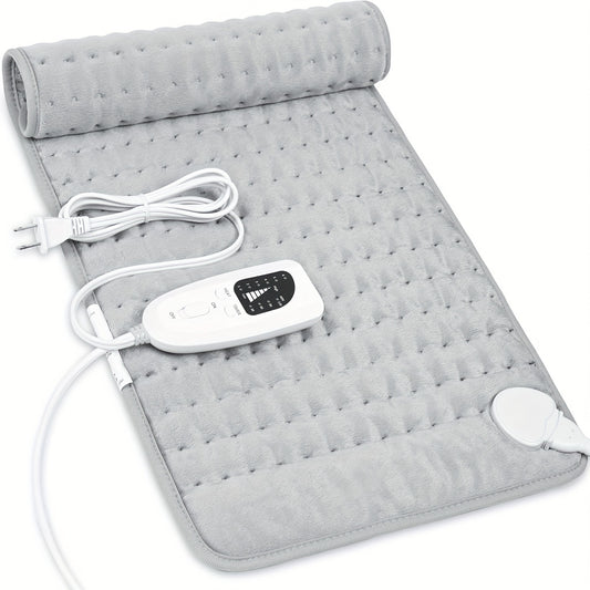 1pc Heating Pad - Electric Heating Pads For Back, Shoulders, Abdomen, Legs, Arms, Electric Fast Heat Pad With Auto Shut Off Function, 4 Timer And 6 Heating Setttings, Grey, 30inch X 16inch