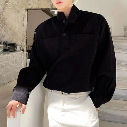 flowersverse Spring Lapel Single Breasted Hoodies Top Men Fashion Long Sleeve Solid Sweatshirt Men Clothing Casual Pockets Sweatshirts