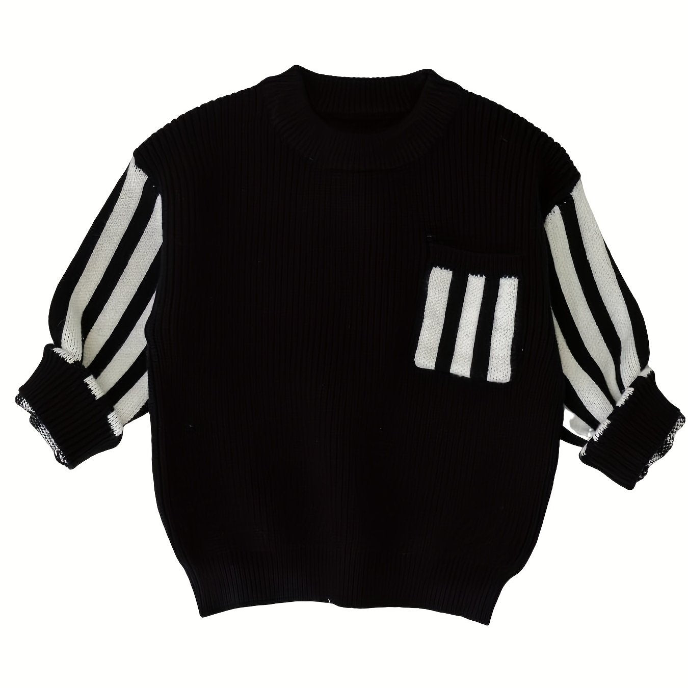 Cozy Striped Knitted Sweater - Soft and Snug, Warmth for Cold Winter Days, Classic Knitted Design, Eye-Catching Striped Pattern - Unisex Design for Baby Boys and Girls Alike, Perfect for Toddlers Daily Wear