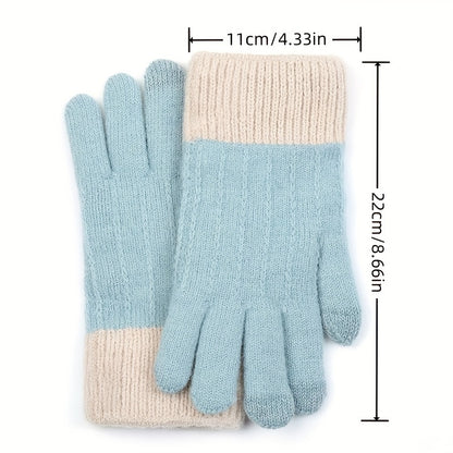 Color Random Touch Screen Women's Knitted Touch Screen Gloves, Warm Winter Gloves