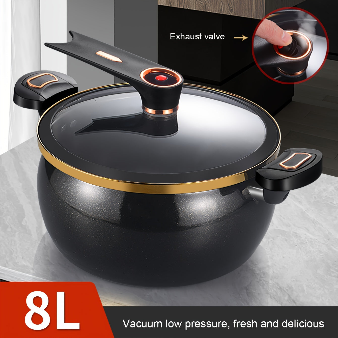 2.11gal Large Capacity Non-Stick Cast Iron Pot - Versatile for Stew, Soup & More - Compatible with Induction & Gas Stoves