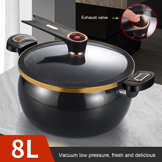 2.11gal Large Capacity Non-Stick Cast Iron Pot - Versatile for Stew, Soup & More - Compatible with Induction & Gas Stoves