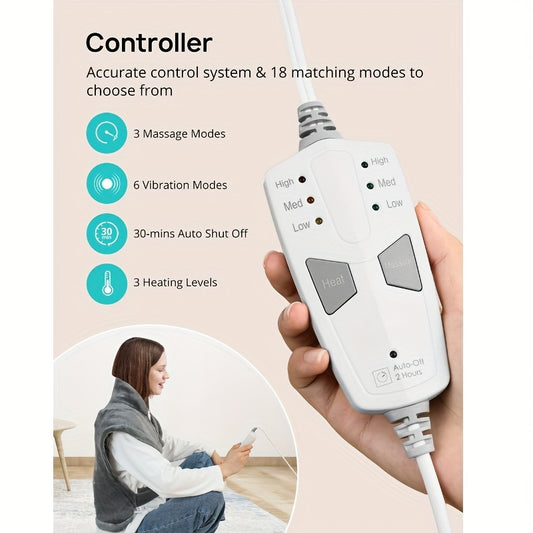 Evajoy Extra-Large Electric Massager Heating Pad - 24" x 29.5" for Back Pain Relief EJ-BD033