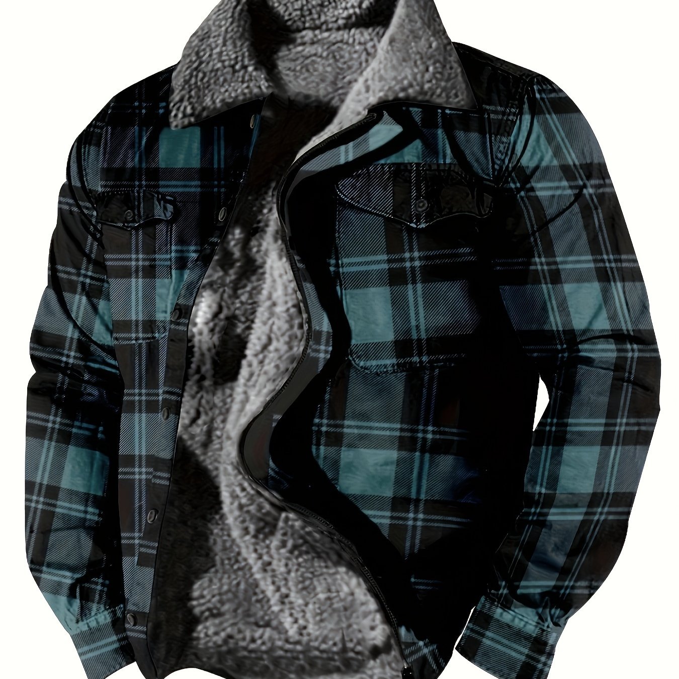 WarmthMaster Plaid Fleece Coat - Soft, Thick, and Retro-Style Zip-Up Jacket with Casual Lapel for Fall and Winter - Perfect for Outdoor Activities