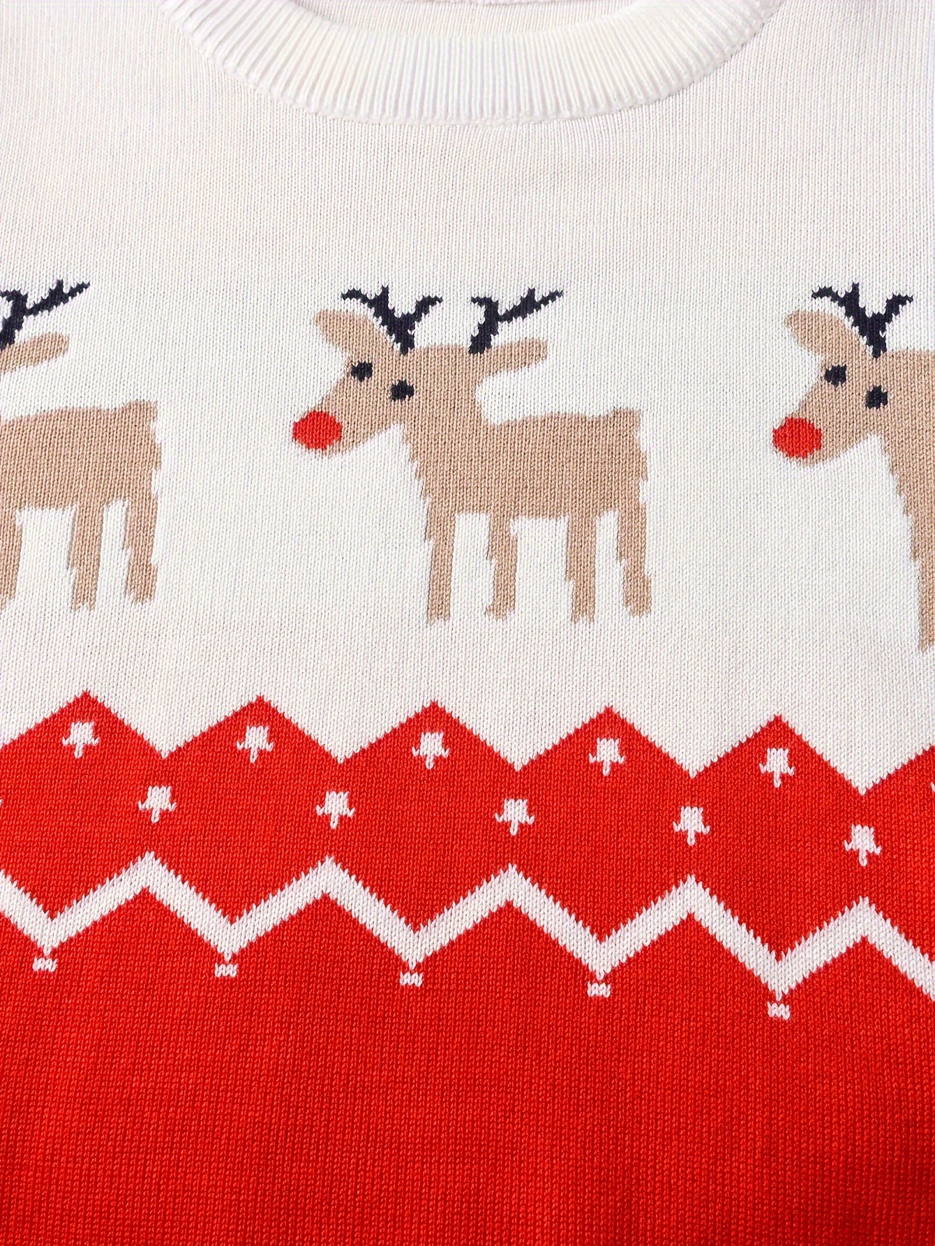 Boys' Festive Reindeer Christmas Sweater - Cozy Knit Pullover for Spring, Fall & Winter