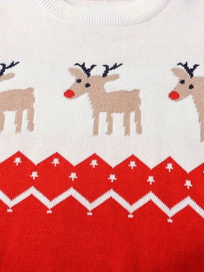 Boys' Festive Reindeer Christmas Sweater - Cozy Knit Pullover for Spring, Fall & Winter