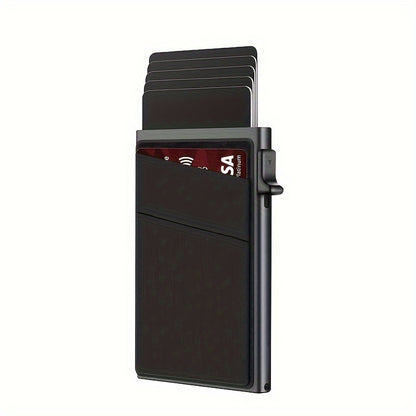 Aluminum Alloy Slim Wallet for Men with RFID Blocking - Pop-up Card Holder, Minimalist Business Credit Card Wallet, Money Pocket, Metal Card Case for Notes, Coins, Debit Cards, and ID - Durable, Simple, and Stylish Design