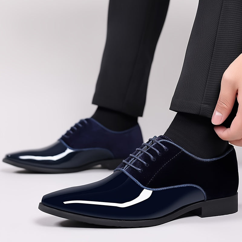 Elegant Men's Square-Toe Oxford Shoes: Lace-Up, Sleek PU Perfect for Office & Formal Wear – Comfort & Style Combined