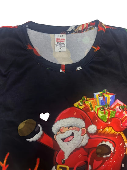 Children'S Christmas Santa Claus Pattern Long Sleeve Suit, For Outdoor